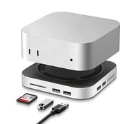 Dock compatibile con Mac mini M4 & M4 Pro, hub USB-C a 7 porte, M.2 NVMe SSD, USB-A & USB-C 10Gbps, lettore di schede SD/TF antiscivolo, pulsante di accensione per Mac mini