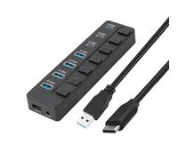 Dock di espansione USB C Splitter a 7 porte con controllo On Off Adattatore di trasferimento dati veloce da 5 Gbps per accessori per computer Adattatore USB C solo per trasferimento dati