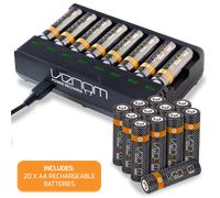 Venom Power 8-Way Charging Dock più 20 x AA 1000mAh Batterie Ricaricabili
