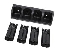 Dock di ricarica per controller Wii con 4 batterie da 2800mAh ciascuna - Nero, confezione da 4