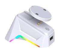 Dock di ricarica per mouse compatibile con Logitech GPW4/GProX/G502/X/G903, supporto di ricarica magnetico RGB con slot ricevitore USB (bianco)