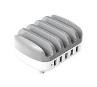 Dock For Stazione Di Ricarica USB A 5 Porte Con Supporto Cavo Da 40 W 5V2.4A Tecnologia Ricarica Rapida Sicura(White)