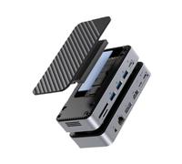 Dock per custodia SSD USB C Display HUB M 2 NVMe SATA con ventola di raffreddamento Docking station HDMI RJ45 esterna PD100W compatibile con 10 Gbps(12 IN 1 Display)