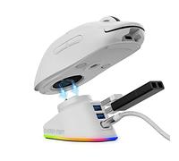 Dock Ricarica Mouse Wireless Gaming Logitech Razer, Caricatore Veloce con Doppia USB RGB, Base Compatibile in particolare con Logitech G PRO X SUPERLIGHT 2, G502, Razer DeathAdder V2 Pro (Bianco)