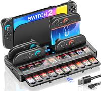 Dock station di ricarica per Nintendo Switch, stazione base di ricarica per Nintendo Switch con indicatore, kit di accessori per interruttore con 20 slot di gioco