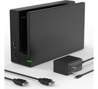 Dock station per interruttore/interruttore OLED, set di dock di ricambio 3 in 1 per TV con modulo IC originale, caricabatterie CA e cavo HDMI ad alta velocità per uscita HD 1080P e ricarica da console