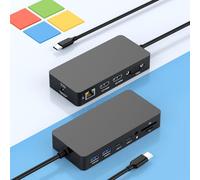 Dock Thunderbolt 4 Microsoft Surface con triplo display e alimentatore, docking station Surface 12 in 1 con doppio HDMI+VGA 4K per Surface Pro 11/10/9/8/X/7+/7, Laptop 7/6/5/4/3, Laptop Studio 2/1