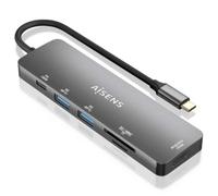Dock USB-C AISENS ASUC-6P016-GR HDMI 4K 2xUSB-A Lettore SD/TF PD 100W 15cm Grigio