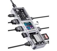 DOCKCASE Hub USB C 10 in 1 Explorer Edition, doppia docking station HDMI 4K per 2 monitor, Gigabit Ethernet, 1 USB-C e 3 porte USB-A, PD da 100 W, lettore di schede TF/SD UHS-II per MacBook Pro, XP e