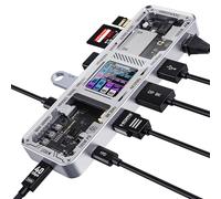 DOCKCASE Smart Hub USB C 10 in 1 Edizione Explorer, Doppio Display 4K@60 Hz, PD 3.0 100w,RJ45 Ethernet, 2 USB 3.2, 2 USB 2.0,1 USH-II TF/SD slot, Docking Station USB C per MacBook Pro/Air,Dell Argento