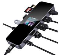 DOCKCASE Smart Hub USB C 10 in 1 Edizione Explorer, Doppio Display 4K@60 Hz, PD 3.0 100w, RJ45 Ethernet, 2 USB 3.2, 2 USB 2.0,1 USH-II TF/SD slot, Docking Station USB C per MacBook Pro/Air,Dell Grigio