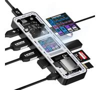 DOCKCASE Smart Hub USB C Docking Station 10 in 1, Doppi HDMI 2.1 e 2.0 4K@60Hz, PD 3.0 100W, Ethernet RJ45, 2*USB 3.2（10Gbps）/2.0, Lettore di Schede UHS-II SD/TF,Dock USB-C per MacBook Pro/Air