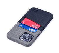 Dockem - Custodia a Portafoglio per iPhone 12 e iPhone 12 Pro: Piastra Metallica Integrata per Montaggio Magnetico e 2 Porta Carte di Credito: Luxe M2 da 6.1", in Pelle Sintetica (Nero e Grigio)