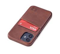 Dockem - Custodia a Portafoglio per iPhone 12 mini: Piastra Metallica Integrata per Montaggio Magnetico e 1 Porta Carte di Credito: Exec M2 da 5.4", in Pelle Sintetica Liscia (Marrone)