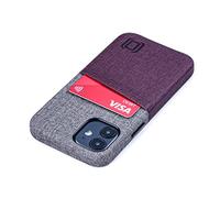Dockem - Custodia a Portafoglio per iPhone 12 mini: Piastra Metallica Integrata per Montaggio Magnetico e 1 Porta Carte di Credito: Luxe M2 da 5.4", in Pelle Sintetica (Granata e Grigio)