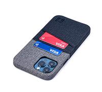 Dockem - Custodia a Portafoglio per iPhone 12 Pro Max: Piastra Metallica Integrata per Montaggio Magnetico e 2 Porta Carte di Credito: Luxe M2 da 6.7", in Pelle Sintetica (Nero e Grigio)
