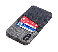 Dockem Luxe M2 Cover Portafoglio per iPhone iPhone XS e iPhone X: Sottile Custodia Porta Carte di Credito con Piastra Metallica Integrata per Supporto Magnetico: Serie M [Nero e Griggio]