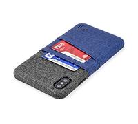Dockem Luxe M2 Cover Portafoglio per iPhone XS Max: Sottile Custodia Porta Carte di Credito con Piastra Metallica Integrata per Supporto Magnetico: Serie M [Blu e Griggio]