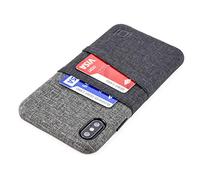 Dockem Luxe M2 Cover Portafoglio per iPhone XS Max: Sottile Custodia Porta Carte di Credito con Piastra Metallica Integrata per Supporto Magnetico: Serie M [Nero e Griggio]