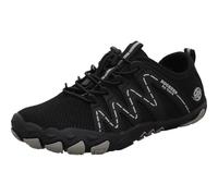 Dockers by Gerli Barefoot - Scarpe per bambini a piedi nudi in tessuto mesh in nero e grigio con lacci in gomma., Nero , 35 EU