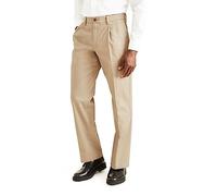 Dockers Men's Classic Fit Signature Khaki Lux Cotton Stretch Pants-Pleated (Regular And Big & Tall), Timberwolf, 34W x 30L