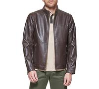 DOCKERS Men's The Dylan Faux Leather Racer Jacket, Dark Brown, Large
