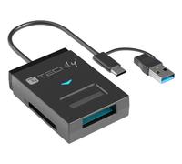 Techly 622298 Adattatore USB-A/USB-C™ a NVME/SATA M.2 con Lettore Memorie SD/TF Nero