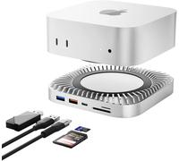Docking per Mac mini M4, hub USB C in alluminio, Mac mini e hub HDMI per M4 e Pro con alloggiamento SSD M.2 NVMe/SATA, 4K60Hz HDMI, 10G USB A/C, 5G USB A*2, ricarica, SD/TF, audio