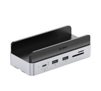 Docking station 10 in 1 per Mac mini M.2 USB-C USB-A HDMI RJ45 SD/TF - Argento