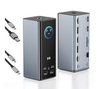 Docking station 17 in 1 con triplo display, USB C/3.0 per computer portatile, 3 monitor con 3 HDMI/2 DisplayPort, Smart Display, USB 3.1 A/C, 100 W PD, Ethernet RJ45 per Mac/Dell (driver richiesto)