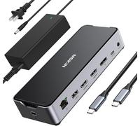 Docking Station 3 Monitors, Triple Display Dock con 2 HDMI DP 4K@144Hz, docking station per laptop 15 in 1 con 150 W DC Power, 10 Gbps USB C 3.1, USB A2.0/3.0, Ethernet, SD/TF, audio con Dell/HP