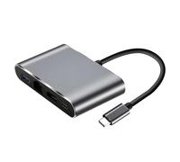 Docking Station 4 in 1 USB-C con HDMI 4K, RJ45 Gigabit, USB 3.0 e USB-C PD, Hub Multiporta Compatto 15cm, Trasferimento Dati 5Gbps e Ricarica Rapida 60W