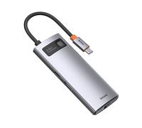 Baseus Hub USB-C 6 in 1 with 3 USB 3.0, 1 HDMI, 1 RJ45, 1 PD grey CAHUB-CW0G