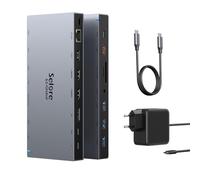 Docking Station con Alimentatore da 65W Docking Station USB C per Laptop Dock Hub USB C a Triplo Display con Doppio HDMI 4K, DP, 100W PD, Ethernet, 10Gbps USB C/A 3.1, 3 USB3.0, SD/TF, Audio/Mic