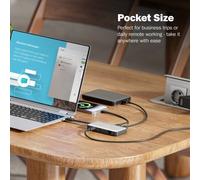 DIGITUS USB-C Travel Docking Station da viaggio- 7 Porte - 1x HDMI UltraHD 4k/60Hz - 2X USB-A 3.2 Gen1-1x USB-C 100W PD 3.0-1x RJ45 - Doppio Lettore di schede - Grigio