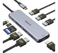 Docking Station Dual DisplayPort, MOKiN USB C Hub Dongle con 2 DP, HDMI, 3 USB A 3.0, slot SD e Micro SD, porta di ricarica PD per MacBook/Dell XPS/Steam Deck/HP/Lenovo ThinkPad/Microsoft Surface