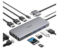 Docking Station Dual Monitor, MOKiN 12 in 2 Thunderbolt 3 USB C Adattatore per MacBook Pro/Air HDMI Mac Dock Dongle Dual USB C a Dual HDMI, VGA, Ethernet, 100 W PD, 4 USB e SD/TF