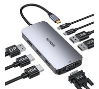 Docking Station Dual Monitor, USB C Hub 3 Monitor con 2 HDMI, DisplayPort, VGA, PD Charging, USB A&C 2.0, MOKiN Multi Monitor Adattatore per Dell/HP/Lenovo