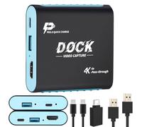 Docking station e acquisizione 2 in 1 per Nintendo Switch 2/Switch/Steam Deck-1080P 60Hz, USB3.0, docking station HDMI 4K con ricarica USB-C PD 100W | Dock da viaggio portatile per streaming di giochi