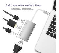 Docking station Helos, USB 3.1 Type-C St./DP/HDMI/DVI/VGA Bu, PREMIUM 4K, argento