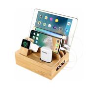 Docking station in bambù naturale con base magnetica, organizer da scrivania leggero, portatile e con ampio spazio di archiviazione, compatibile con