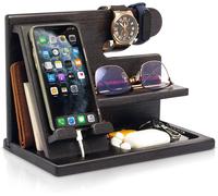 Docking Station in Legno per Smartphone Supporto Portafoglio Supporto Orologio R