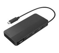Lenovo USB-C Dual Display Travel Dock Docking Station Compatta, 2x 4K Display, 100W Power Delivery, 7 Porte, Compatibile USB-C/Thunderbolt - Nero