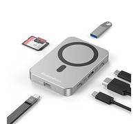 Docking station magnetica multifunzionale con alloggiamento SSD M.2 NVMe, hub USB C da 10 Gbps, HDMI 4K60Hz, lettore di schede SD/TF, ricarica PD da 100 W