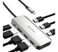 Docking station per computer portatile, docking station USB c con doppio HDMI, DP, VGA, 100 W PD in, 3* USB 2.0 per dispositivo wireless, compatibile solo con Lenovo, HP, Dell, computer con sistema