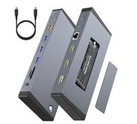 Docking station per laptop 3 monitor per Dell/HP/Lenovo/Mac, 15 in 1, docking station USB C, doppio monitor con slot SSD M.2 NVMe, dock triplo display 4K a 60 Hz con HDMI/Displayport/PD/LAN/SD/TF