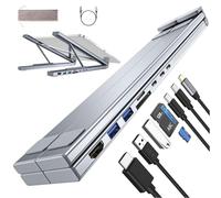 Docking station per laptop con supporto regolabile, slot per schede SD/TF, USB 3 0, ricarica rapida 100W PD, supporto 4K per lavoro aziendale e lavoro remoto