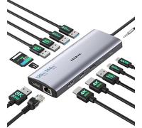 Docking station per laptop, dock USB-C 14 in 1 con supporto triplo display 4K, singolo DP 8K, doppio HDMI 4K, PD 100W, Ethernet, lettore di schede, 5 porte USB, audio, compatibile con laptop