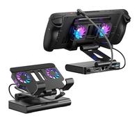 Docking Station per ROG Ally X per Steam Deck, per MSI Claw, per LEGION Go con Dual Fans 4K 144Hz HDMI 2.1 100W PD USB 3.2 Gigabit Ethernet Supporto Regolabile (senza luci)