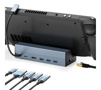 Docking station per Steam Deck OLED Dock, 6-in-1 Steam Deck Dock con 4K 60Hz HDMI 2.0, 1000Mbps Gigabit Ethernet LAN, 3 USB 3.0, 100W Ricarica USB C Porta per Valve Steam Deck LCD Hub Stand Accessori